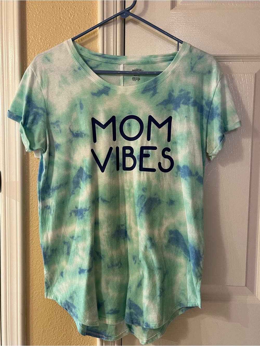 Mom Vibes Tie-Dye Short Sleeve Tee - Blue Green